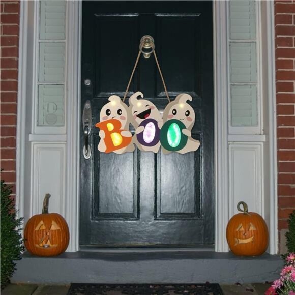 Halloween Door Decor Hanging Sign, BOO Ghost Halloween Door Hanger - Picture 6 of 8